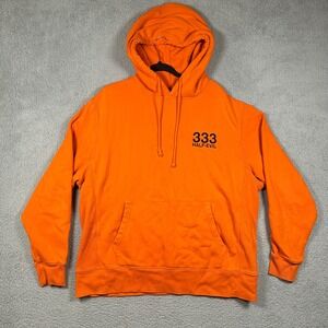 Half-Evil 333 Logo Hoodie Orange Heavyweight Fleece Mens XL Streetwear Hypebeast